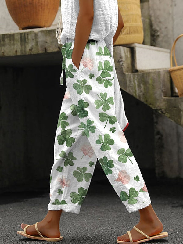 Women's Shamrock St. Patrick's Day Print Casual Pants