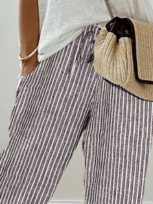 Plus Size Loose Striped Casual Pants