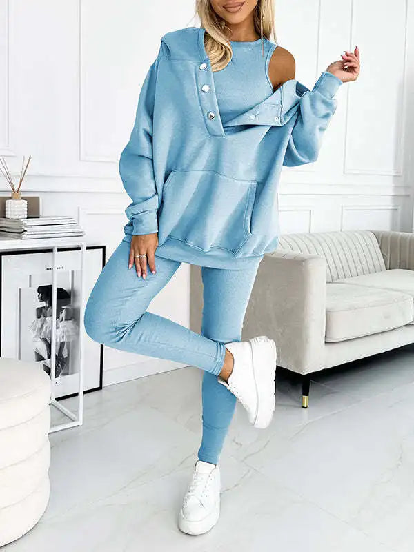 Oversized Hooded Casual 3pc Sweatshirt Suit